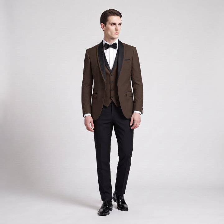 Menseventwear Formal 3 Pieces Men‘’s Suit Flat Shawl Lapel Tuxedos (Blazer+vest+Pants) Mens Event Wear