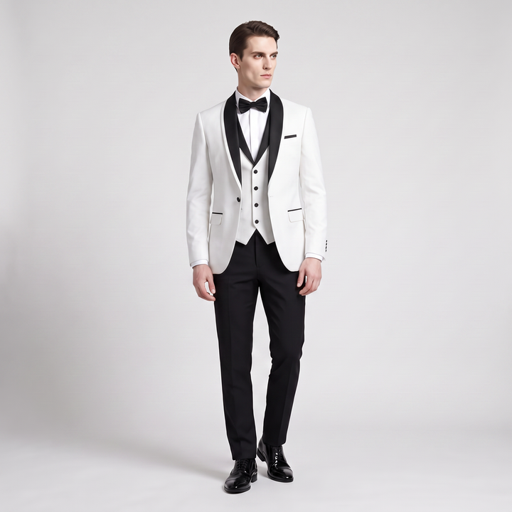 Menseventwear Formal 3 Pieces Men‘’s Suit Flat Shawl Lapel Tuxedos (Blazer+vest+Pants) Mens Event Wear