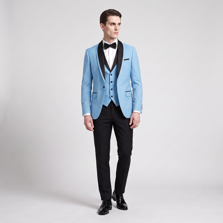 Menseventwear Formal 3 Pieces Men‘’s Suit Flat Shawl Lapel Tuxedos (Blazer+vest+Pants) Mens Event Wear