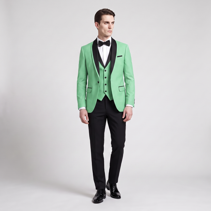 Menseventwear Formal 3 Pieces Men‘’s Suit Flat Shawl Lapel Tuxedos (Blazer+vest+Pants) Mens Event Wear