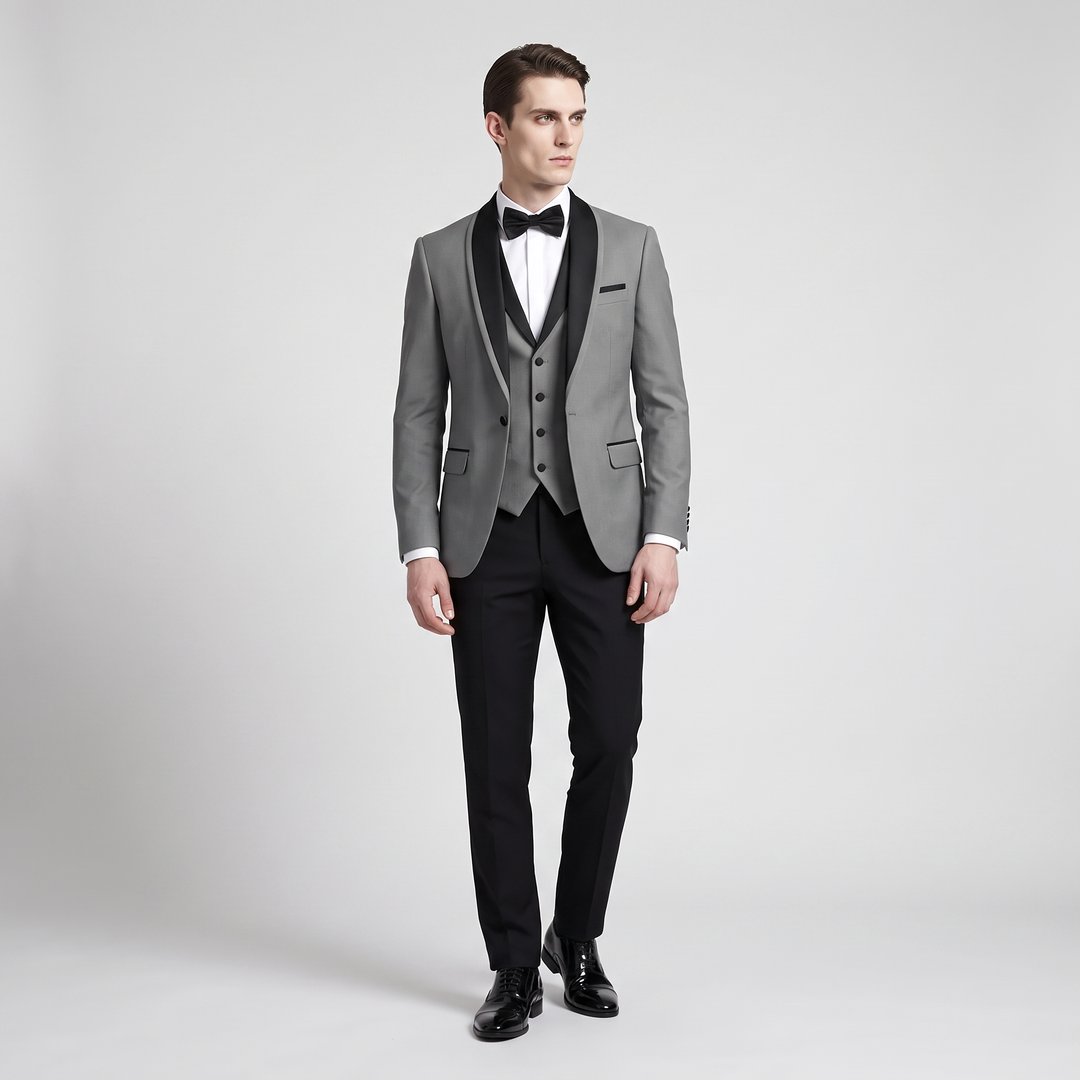 Menseventwear Formal 3 Pieces Men‘’s Suit Flat Shawl Lapel Tuxedos (Blazer+vest+Pants) Mens Event Wear