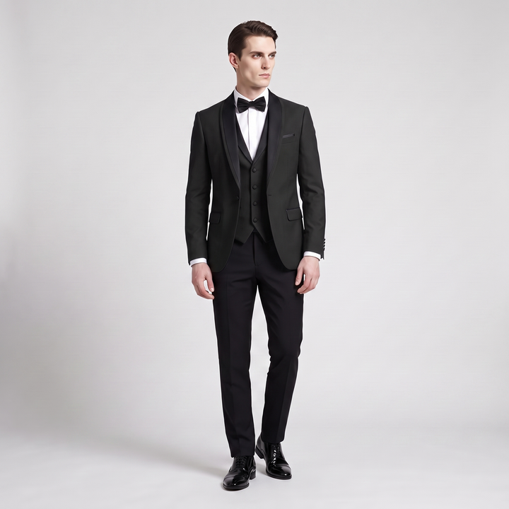 Menseventwear Formal 3 Pieces Men‘’s Suit Flat Shawl Lapel Tuxedos (Blazer+vest+Pants) Mens Event Wear
