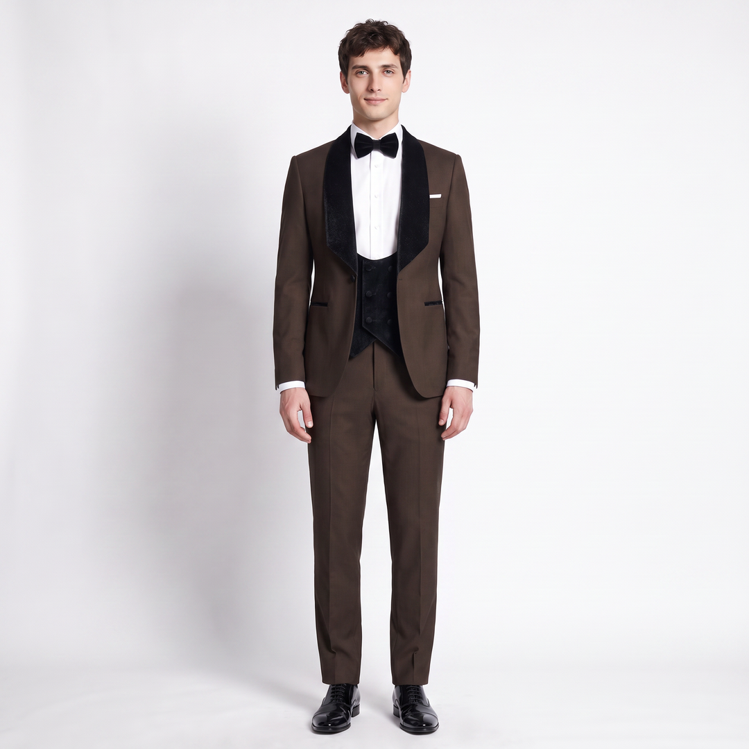 Menseventwear Formal 3 Pieces Men‘’s Suit Flat Shawl Lapel Tuxedos (Blazer+vest+Pants) Mens Event Wear