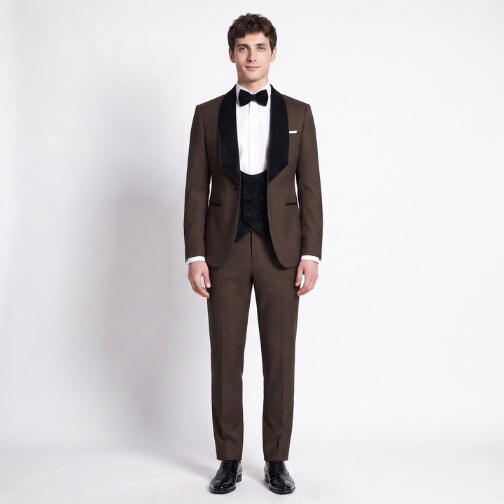 Menseventwear Formal 3 Pieces Men‘’s Suit Flat Shawl Lapel Tuxedos (Blazer+vest+Pants) Mens Event Wear