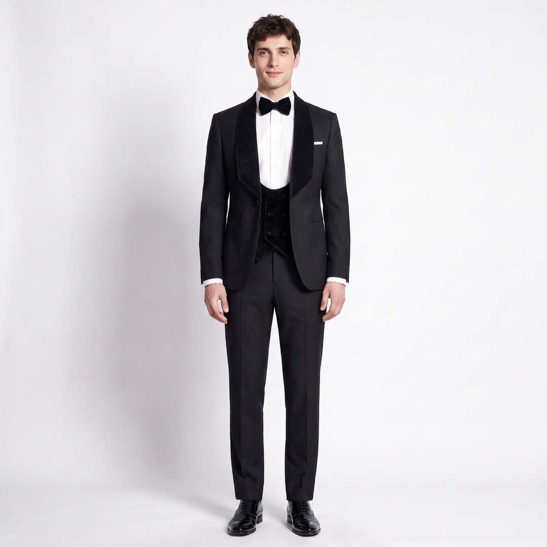 Menseventwear Formal 3 Pieces Men‘’s Suit Flat Shawl Lapel Tuxedos (Blazer+vest+Pants) Mens Event Wear