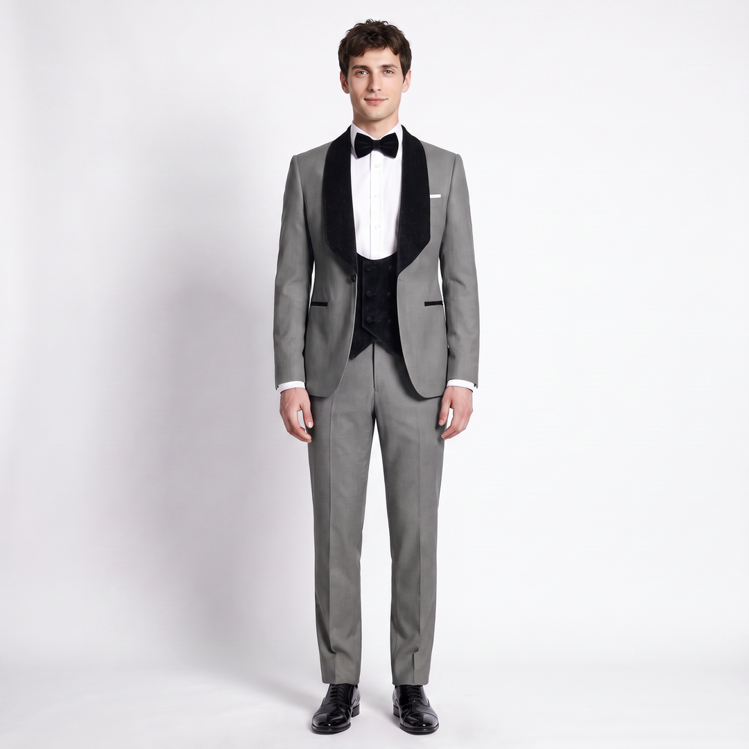 Menseventwear Formal 3 Pieces Men‘’s Suit Flat Shawl Lapel Tuxedos (Blazer+vest+Pants) Mens Event Wear