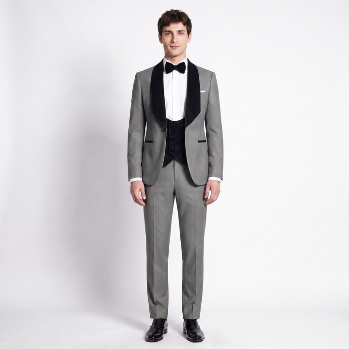 Menseventwear Formal 3 Pieces Men‘’s Suit Flat Shawl Lapel Tuxedos (Blazer+vest+Pants) Mens Event Wear