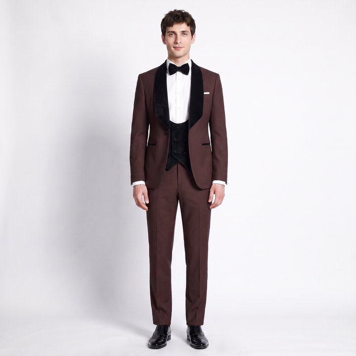 Menseventwear Formal 3 Pieces Men‘’s Suit Flat Shawl Lapel Tuxedos (Blazer+vest+Pants) Mens Event Wear