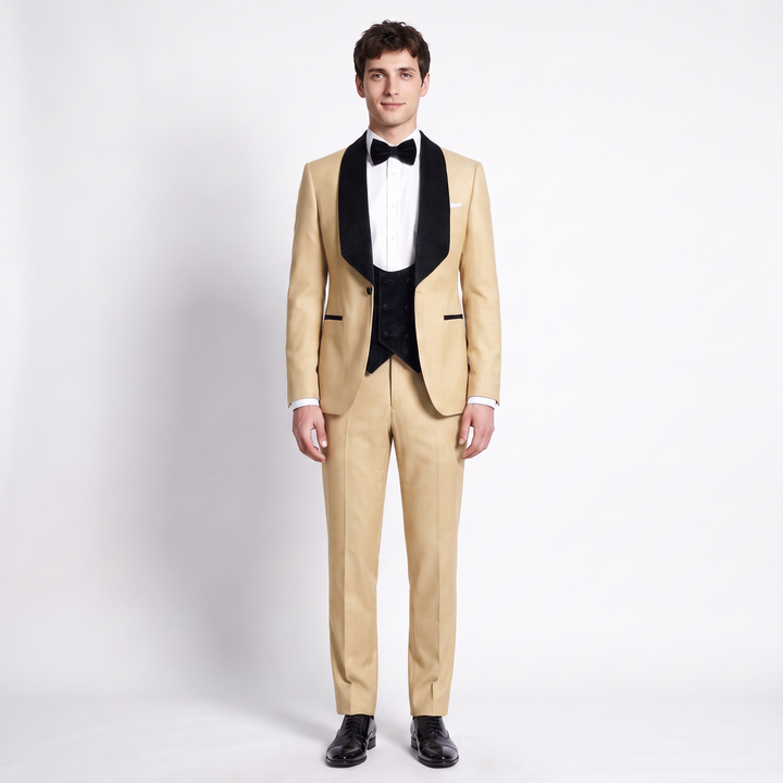 Menseventwear Formal 3 Pieces Men‘’s Suit Flat Shawl Lapel Tuxedos (Blazer+vest+Pants) Mens Event Wear