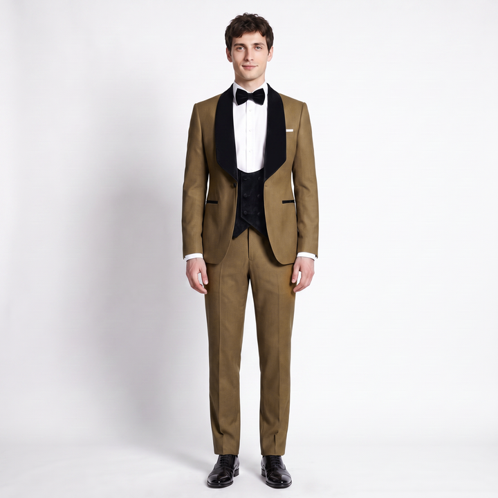 Menseventwear Formal 3 Pieces Men‘’s Suit Flat Shawl Lapel Tuxedos (Blazer+vest+Pants) Mens Event Wear