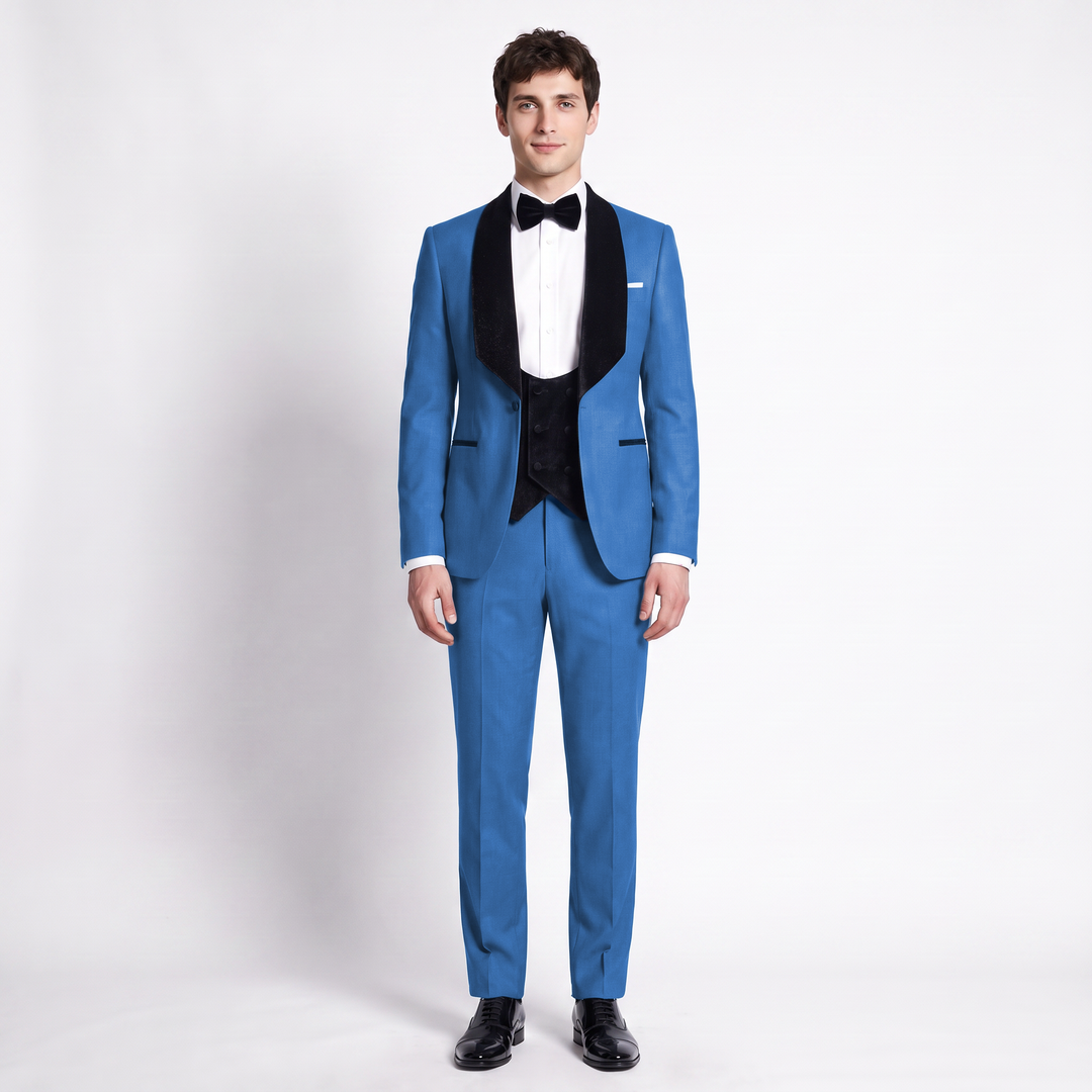 Menseventwear Formal 3 Pieces Men‘s Suit Flat Shawl Lapel Tuxedos (Blazer+vest+Pants) Mens Event Wear