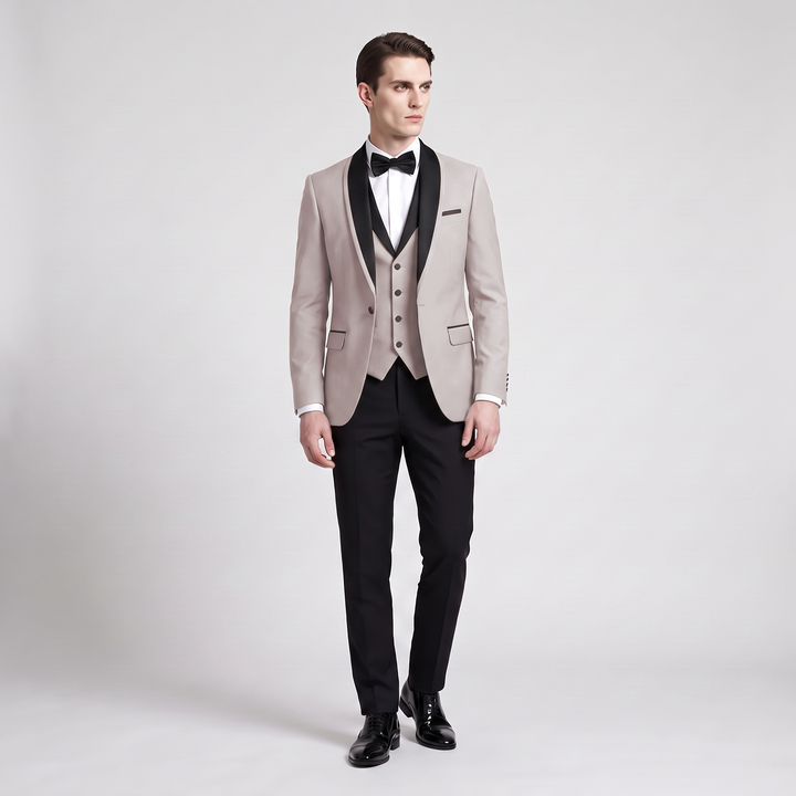 Menseventwear Formal 3 Pieces Men‘s Suit Flat Shawl Lapel Tuxedos (Blazer+vest+Pants) Mens Event Wear