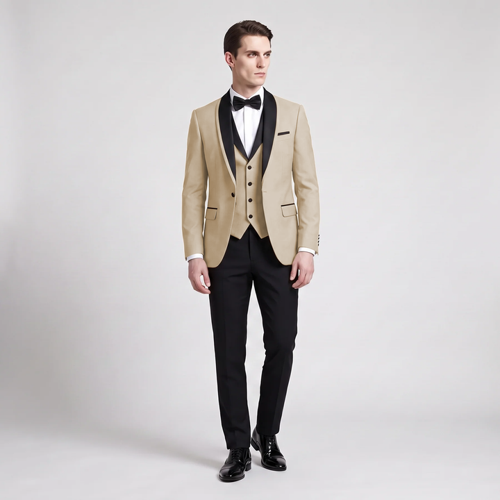 Menseventwear Formal 3 Pieces Men‘s Suit Flat Shawl Lapel Tuxedos (Blazer+vest+Pants) Mens Event Wear