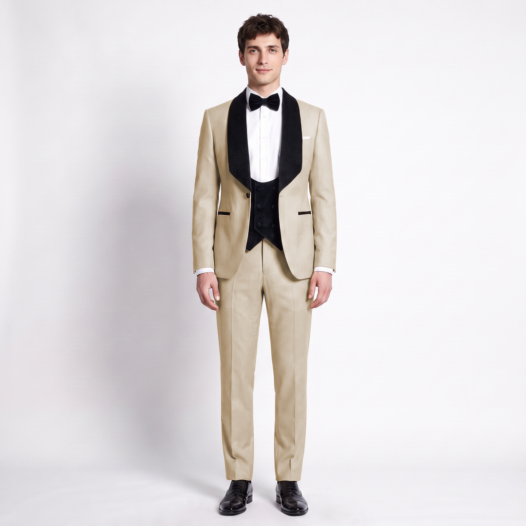 Menseventwear Formal 3 Pieces Men‘s Suit Flat Shawl Lapel Tuxedos (Blazer+vest+Pants) Mens Event Wear