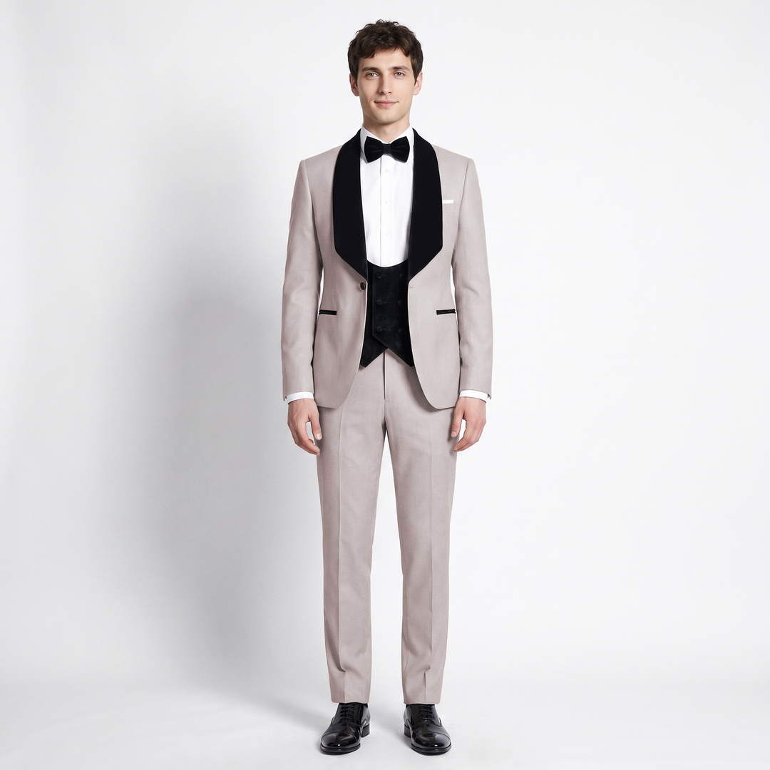 Menseventwear Formal 3 Pieces Men‘s Suit Flat Shawl Lapel Tuxedos (Blazer+vest+Pants) Mens Event Wear