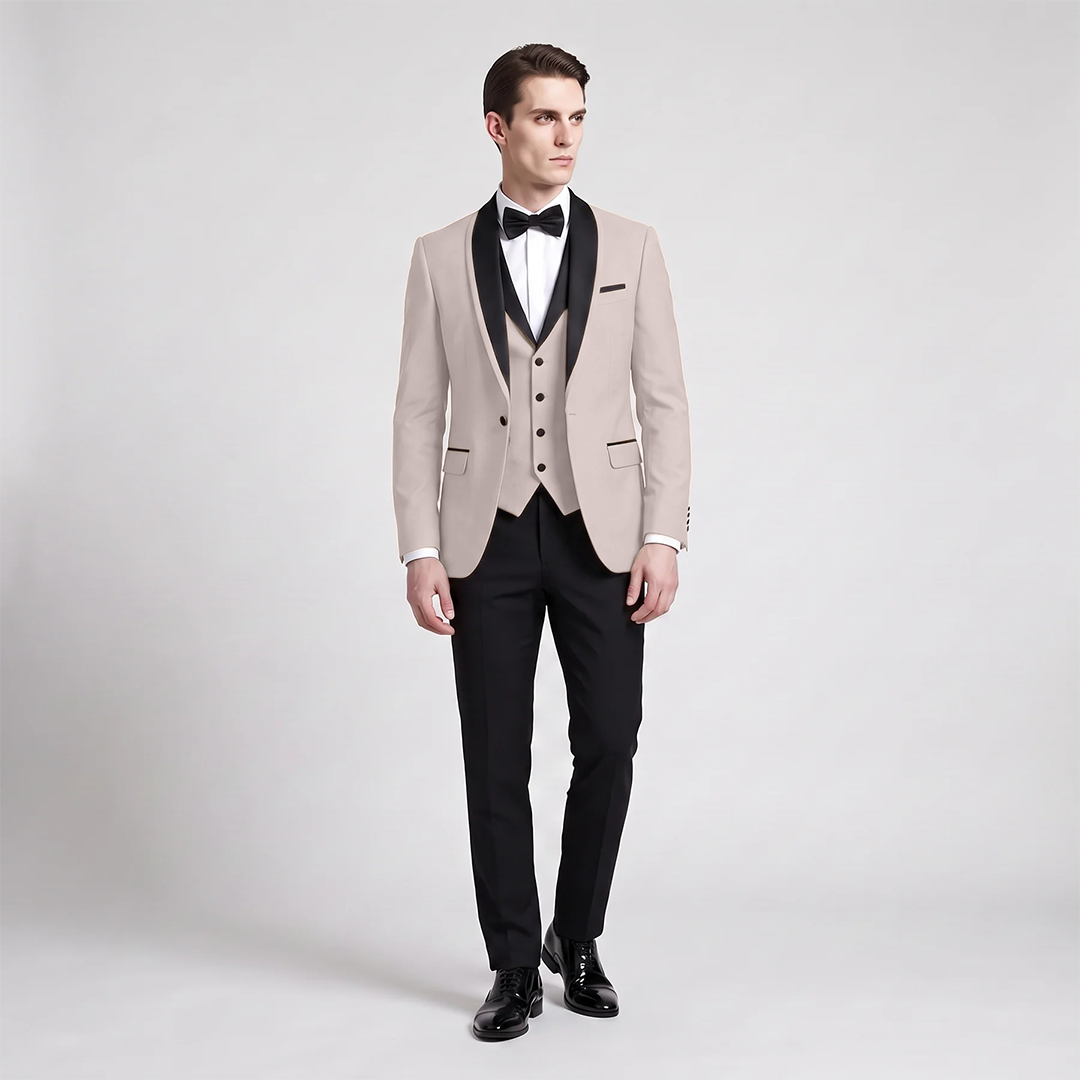 Menseventwear Formal 3 Pieces Men‘s Suit Flat Shawl Lapel Tuxedos (Blazer+vest+Pants) Mens Event Wear