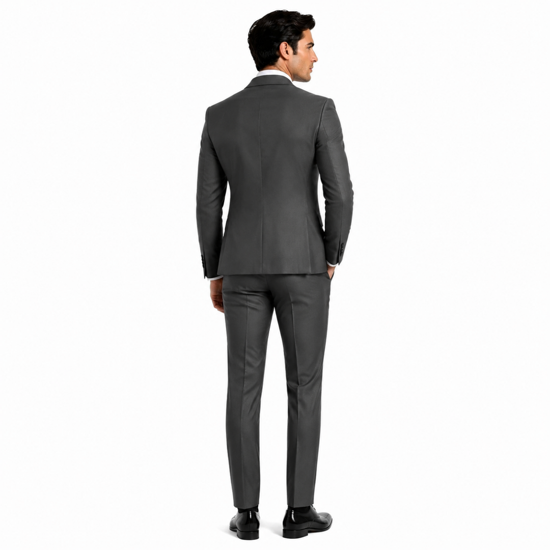 Menseventwear Formal 3 Pieces Mens Suit Classic Flat Peak Lapel Solid Tuxedos (Blazer+vest+Pants) Mens Event Wear