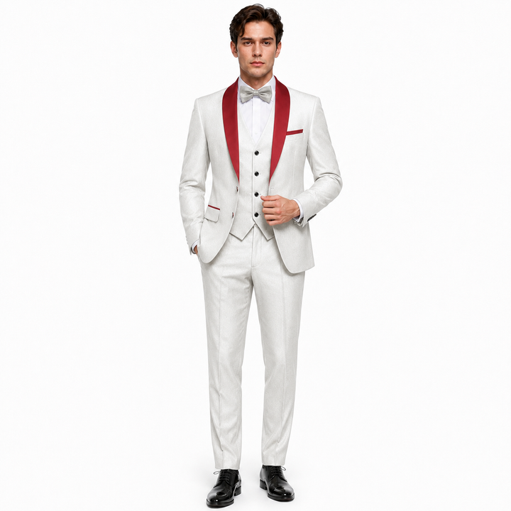 Menseventwear Formal 3 Pieces Mens Suit Flat Shawl Lapel Tuxedos (Blazer+Vest+Pants) Mens Event Wear