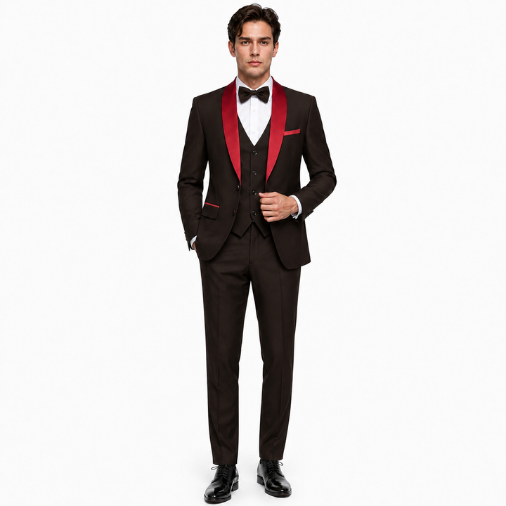 Menseventwear Formal 3 Pieces Mens Suit Flat Shawl Lapel Tuxedos (Blazer+Vest+Pants) Mens Event Wear