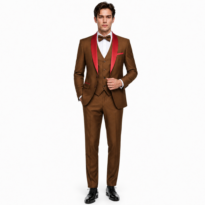 Menseventwear Formal 3 Pieces Mens Suit Flat Shawl Lapel Tuxedos (Blazer+Vest+Pants) Mens Event Wear