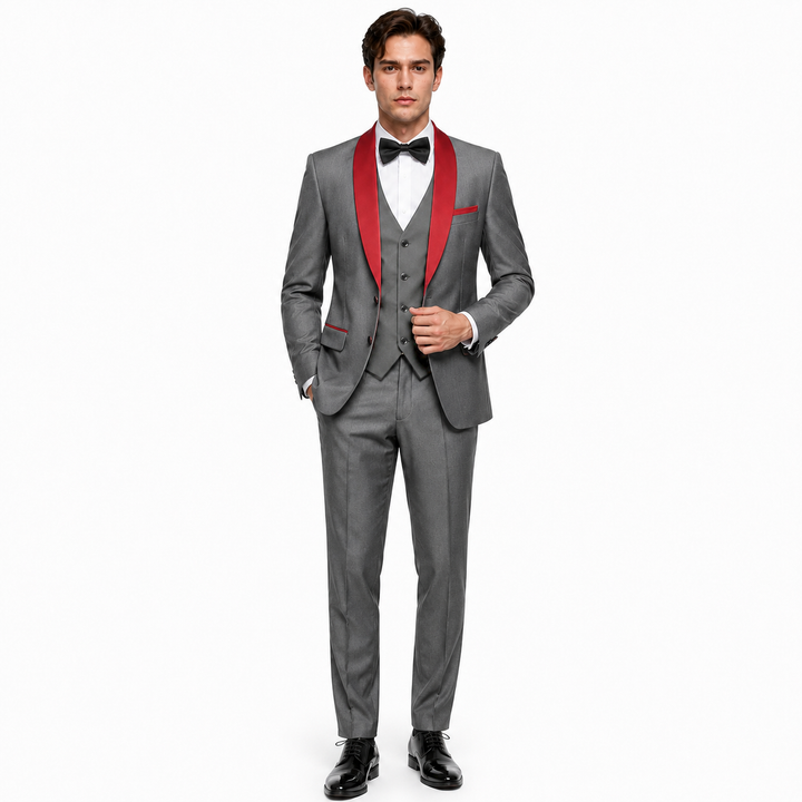Menseventwear Formal 3 Pieces Mens Suit Flat Shawl Lapel Tuxedos (Blazer+Vest+Pants) Mens Event Wear
