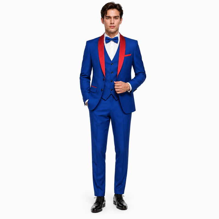 Menseventwear Formal 3 Pieces Mens Suit Flat Shawl Lapel Tuxedos (Blazer+Vest+Pants) Mens Event Wear