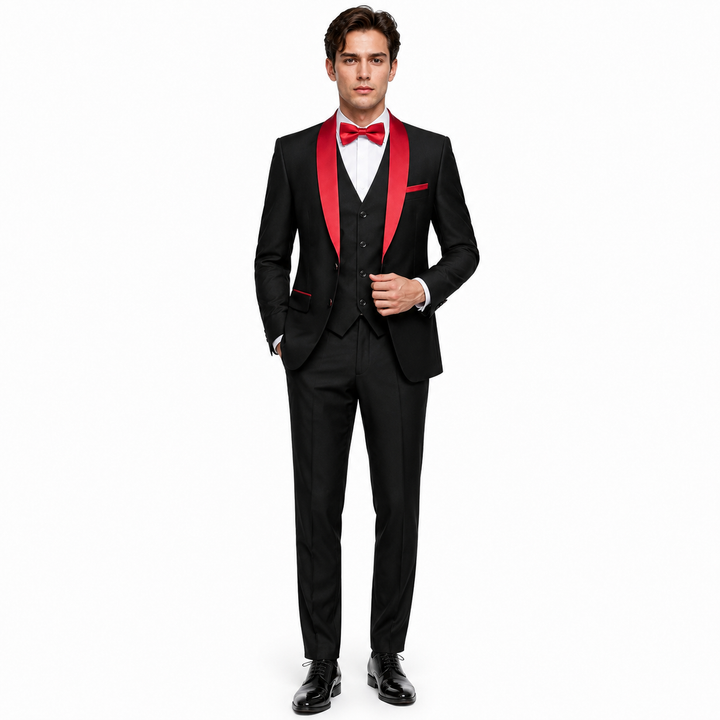 Menseventwear Formal 3 Pieces Mens Suit Flat Shawl Lapel Tuxedos (Blazer+Vest+Pants) Mens Event Wear