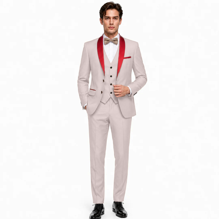 Menseventwear Formal 3 Pieces Mens Suit Flat Shawl Lapel Tuxedos (Blazer+Vest+Pants) Mens Event Wear