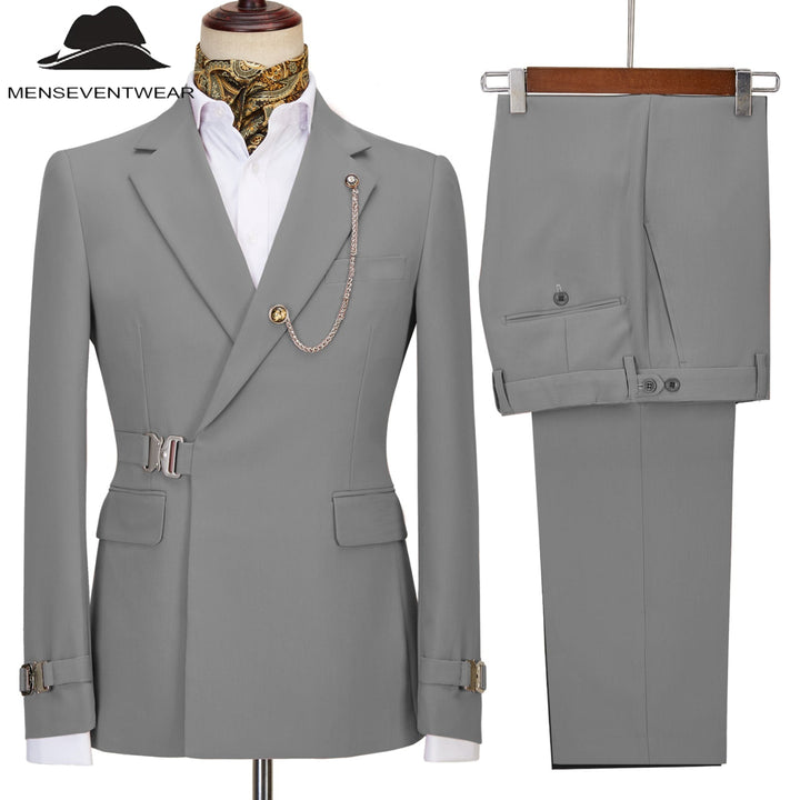 Menseventwear Formal Men's 2 Piece Men's Suit Regular Fit Notched Lapel Tuxedo For Wedding (Blazer + Pants) mens event wear