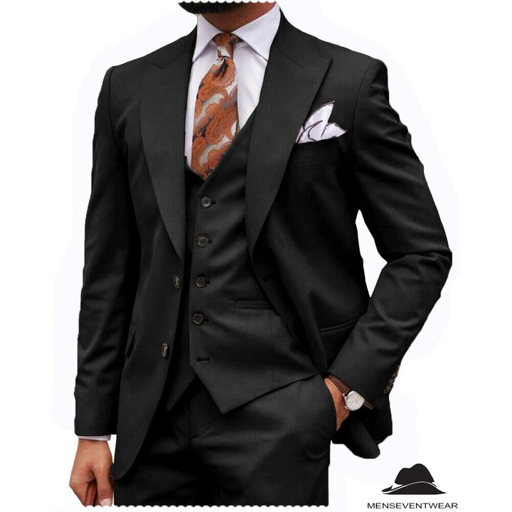 Menseventwear Formal Men's 3-Piece Regular Fit Peak Lapel Flat Men's Suit (Blazer+Vest+Pants) mens event wear