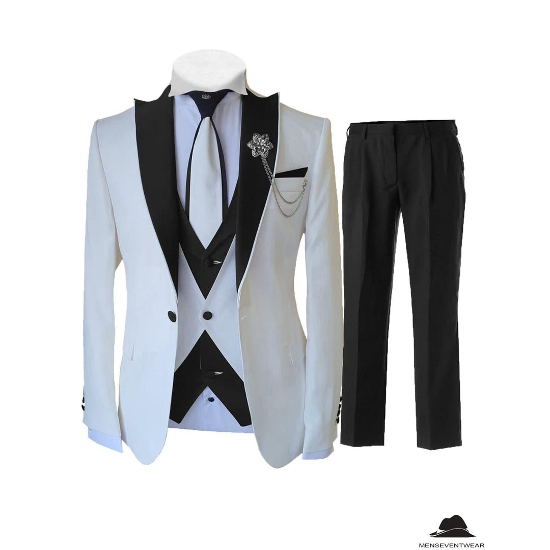 Menseventwear Formal Men's 3 Pieces Classic Flat Peak Lapel Tuxedos For Wedding (Blazer+vest+Pants) mens event wear