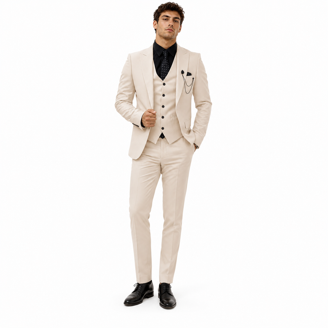 Menseventwear Formal Men's 3 Pieces Flat Slim Fit Peak Lapel Tuxedos For wedding (Blazer+vest+Pants) Mens Event Wear