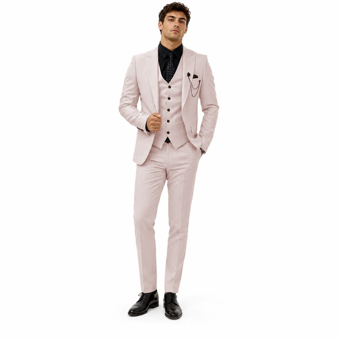 Menseventwear Formal Men's 3 Pieces Flat Slim Fit Peak Lapel Tuxedos For wedding (Blazer+vest+Pants) Mens Event Wear