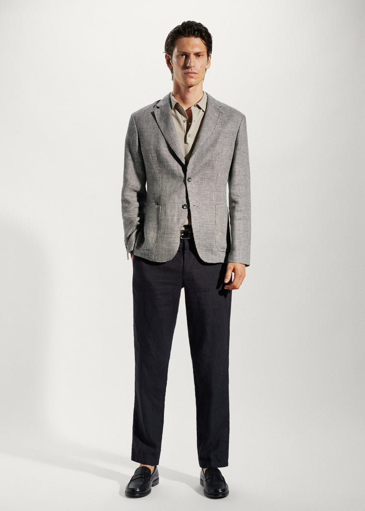 Menseventwear Formal Men's Houndstooth Notch Lapel Blazer mens event wear