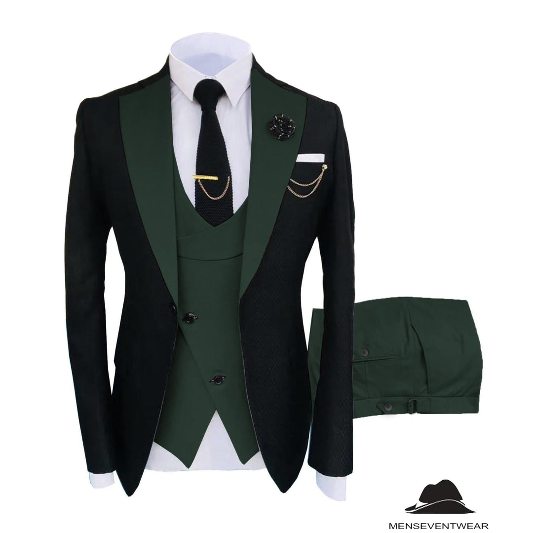 Menseventwear Formal Men's Suits Slim Fit 3 Pieces Notch Lapel Tuxedos (Blazer+Vest+Pant) Adam Reed