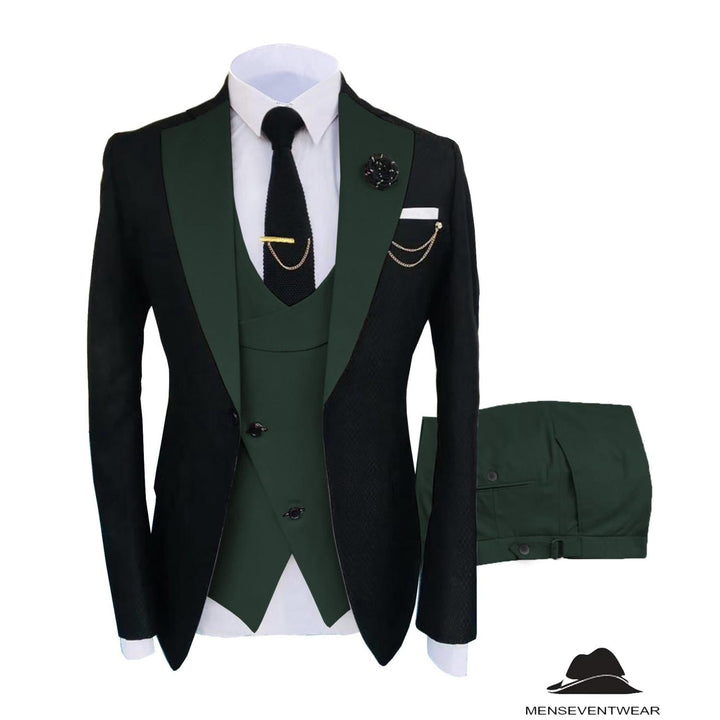 Menseventwear Formal Men's Suits Slim Fit 3 Pieces Notch Lapel Tuxedos (Blazer+Vest+Pant) Adam Reed