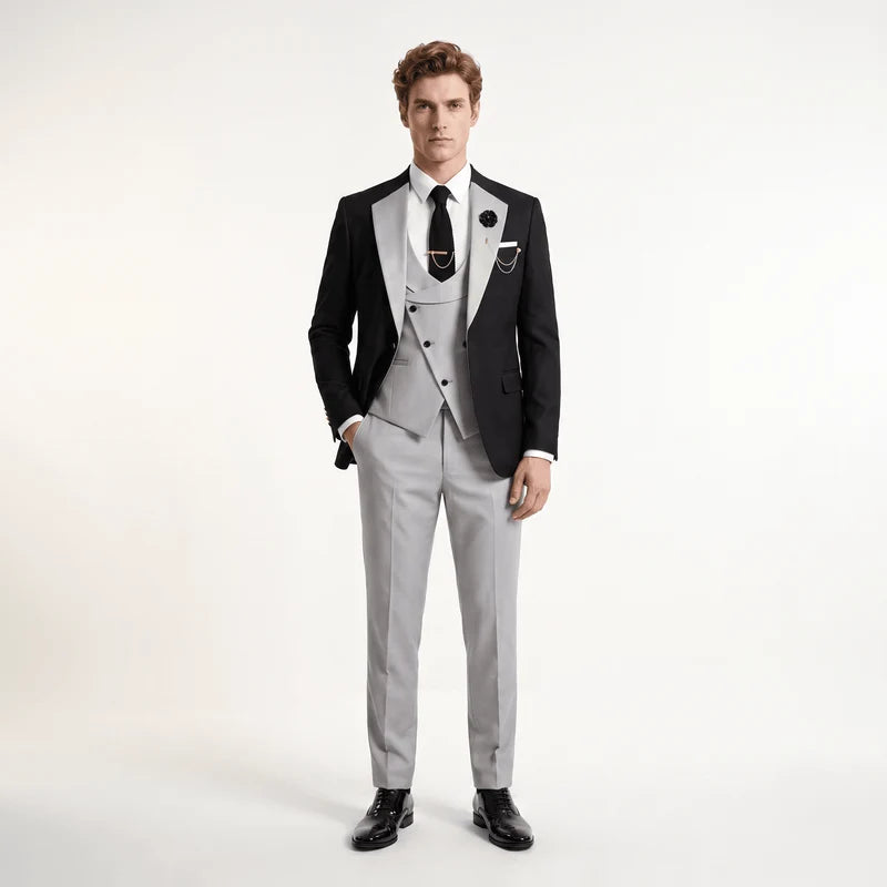 Menseventwear Formal Men's Suits Slim Fit 3 Pieces Notch Lapel Tuxedos (Blazer+Vest+Pant) Mens Event Wear