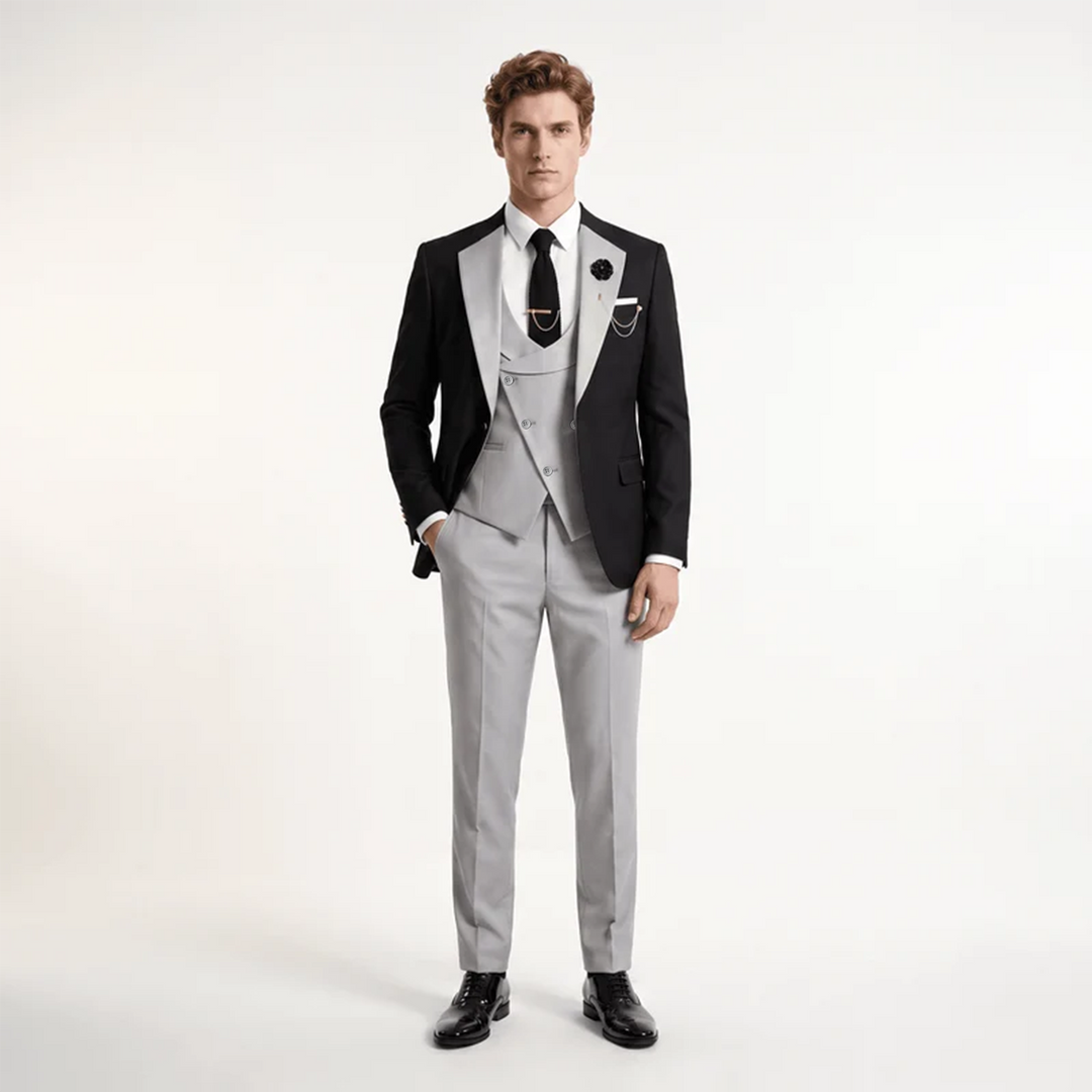 Menseventwear Formal Men's Suits Slim Fit 3 Pieces Notch Lapel Tuxedos (Blazer+Vest+Pant) Mens Event Wear