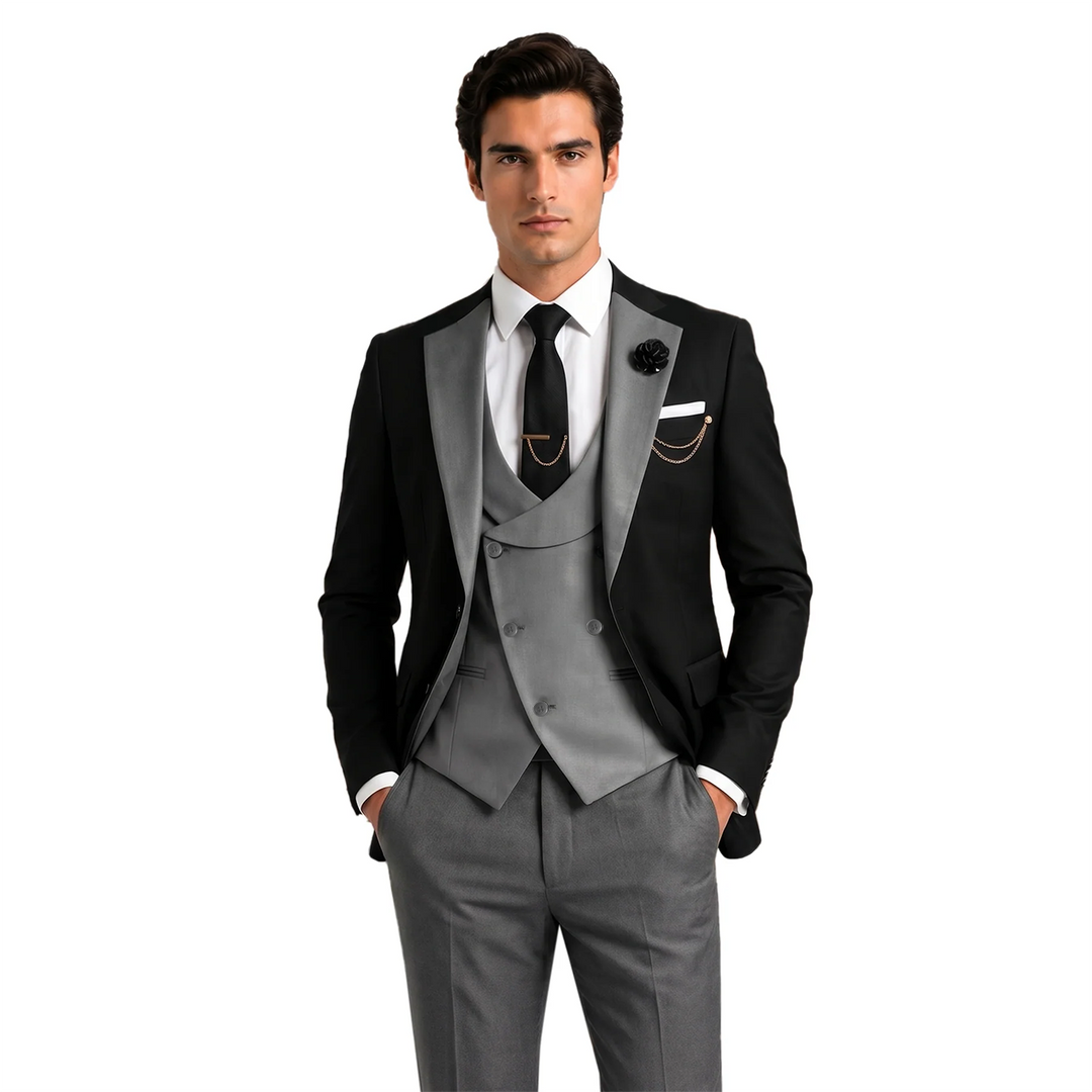 Menseventwear Formal Men's Suits Slim Fit 3 Pieces Notch Lapel Tuxedos (Blazer+Vest+Pant) Mens Event Wear