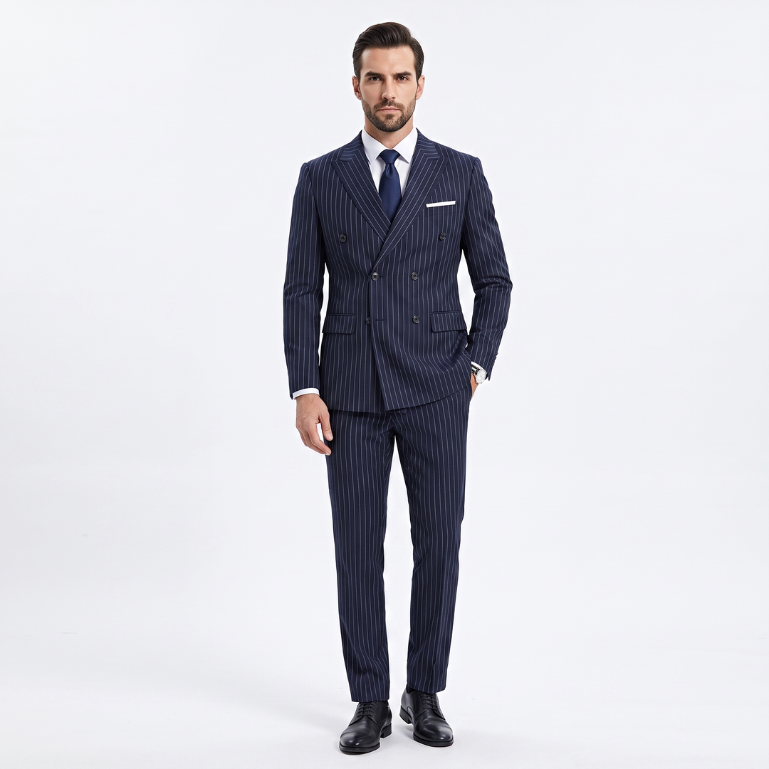 Menseventwear Formal Striped Men's 2 Pieces Mens Suit Peak Lapel Tuxedos (Blazer+Pants) Mens Event Wear