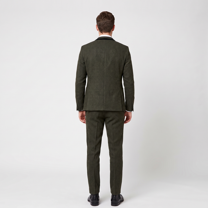 Menseventwear Vintage Classical 3 Piece Men‘s Suit Herringbone Notch Lapel Suit (Blazer Vest+Pants) Mens Event Wear