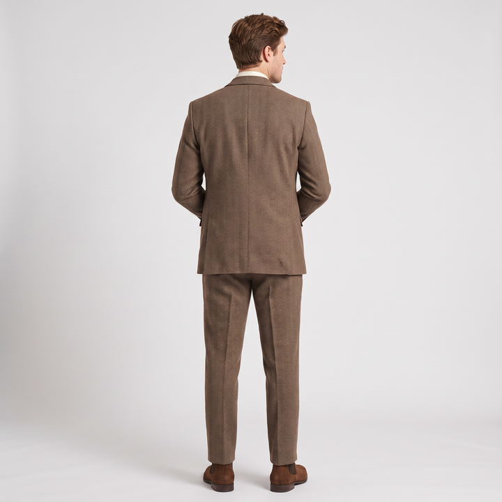 Menseventwear Vintage Classical 3 Piece Mens Suit Herringbone Notch Lapel Blazer (Blazer Vest+Pants) Mens Event Wear