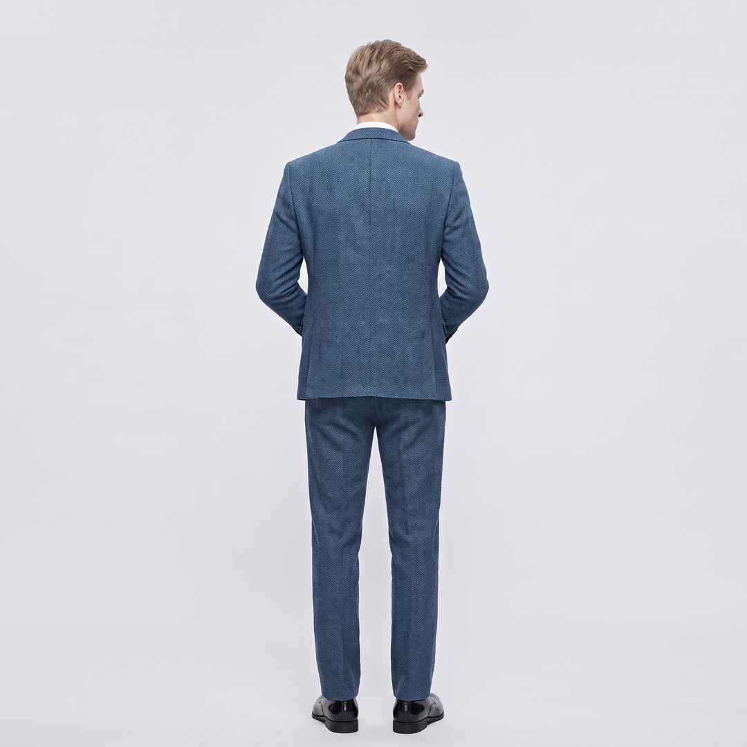 Menseventwear Vintage Classical 3 Pieces Men‘s Suit Herringbone Tweed Notch Lapel Tuxedos (Blazer+vest+Pants) Mens Event Wear