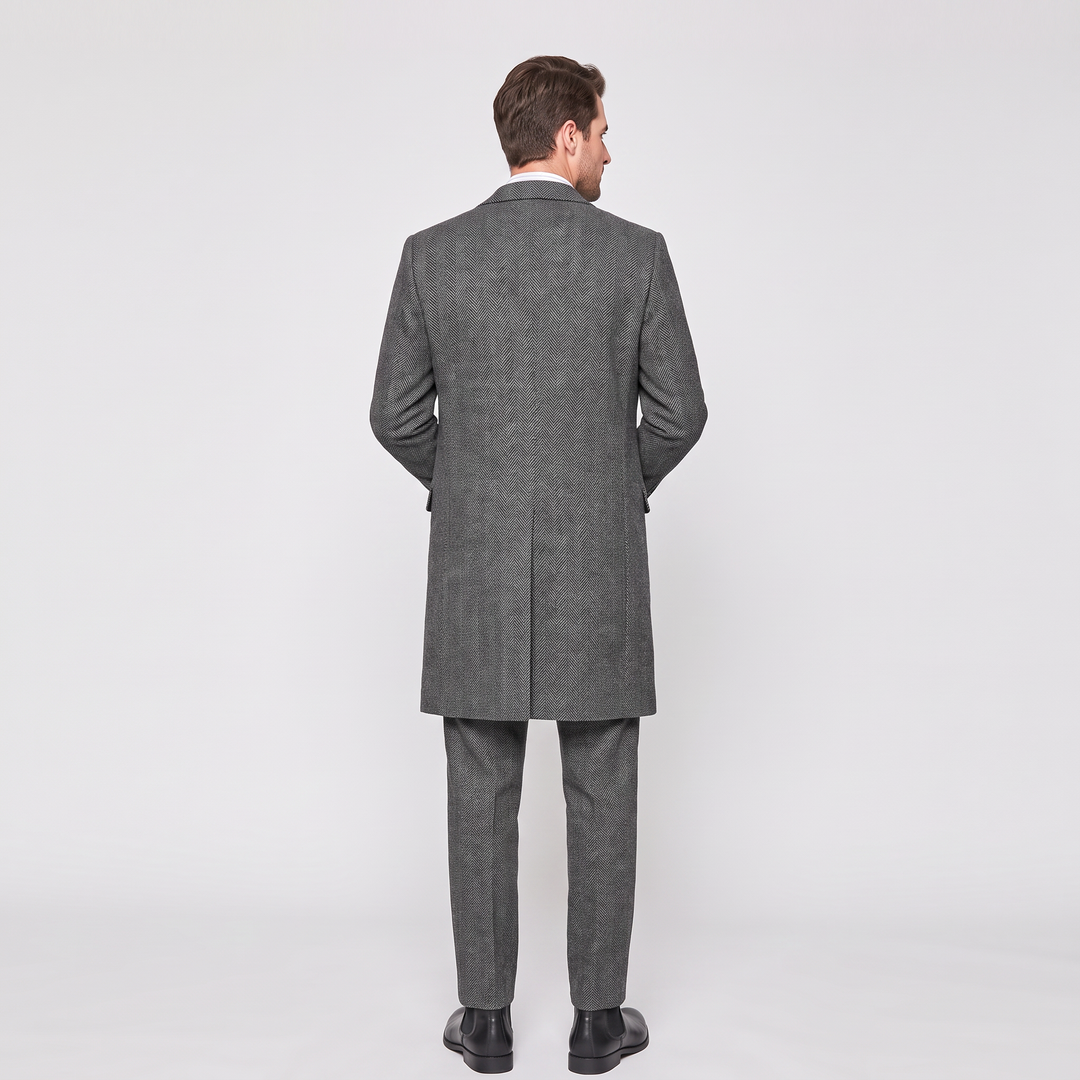 Menseventwear Vintage Classical 3 Pieces Men’s Suit Herringbone Tweed Peak Lapel Tuxedos (Blazer+vest+Pants) Mens Event Wear