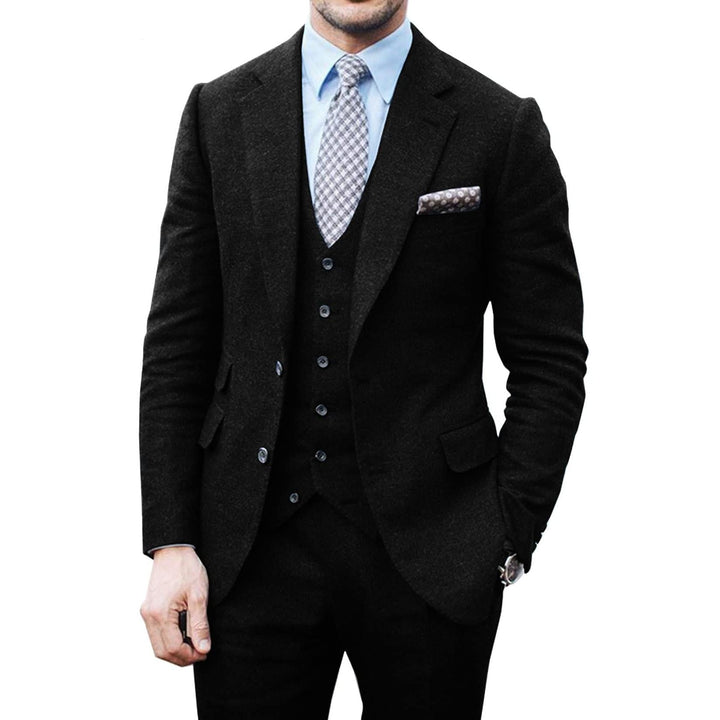 Menseventwear Vintage Classical 3 Pieces Mens Suit Herringbone Tweed Notch Lapel Tuxedos (Blazer+vest+Pants) mens event wear