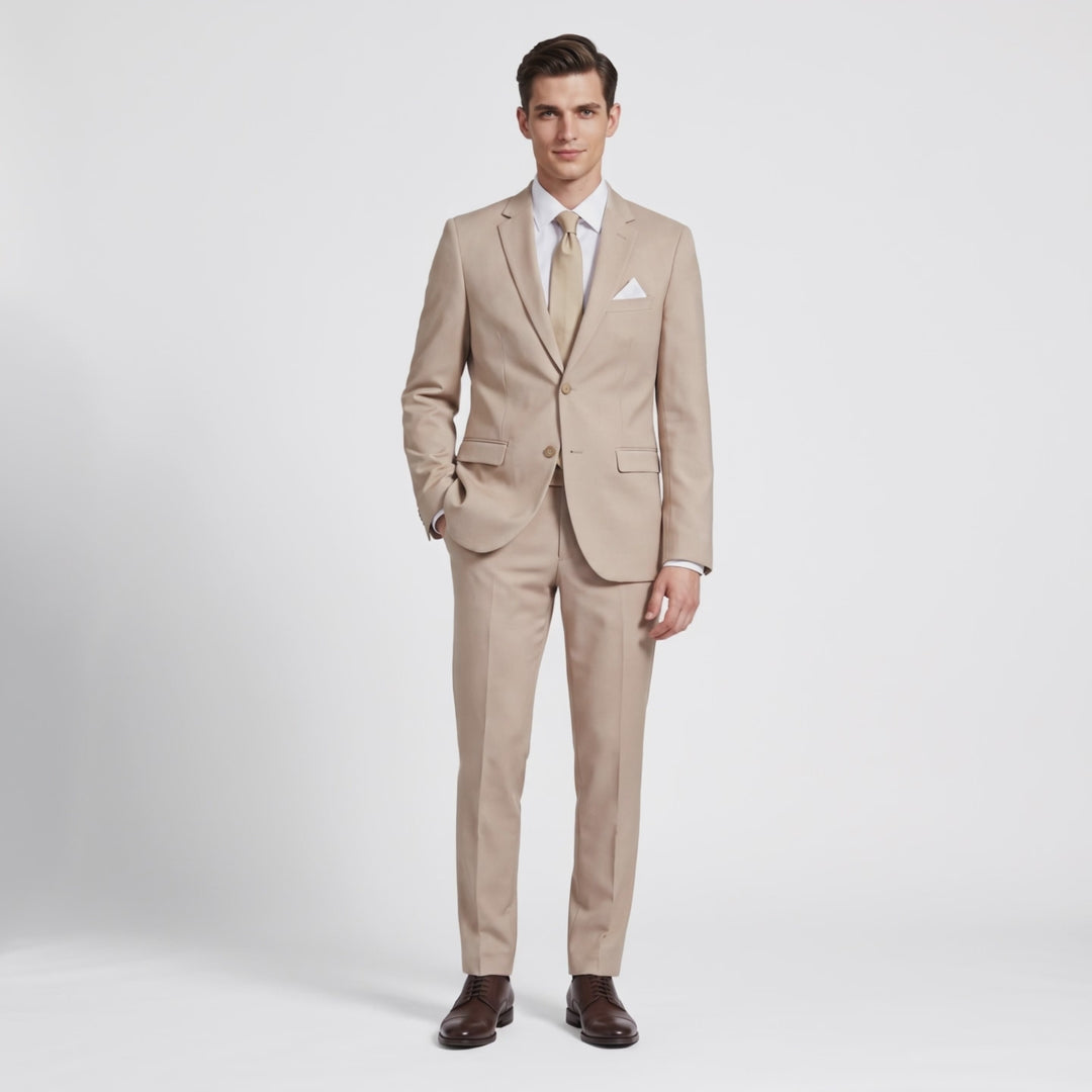 Menseventwear Formal 2 Pieces Mens Suits Flat Notch Lapel Set (Blazer+Pants)