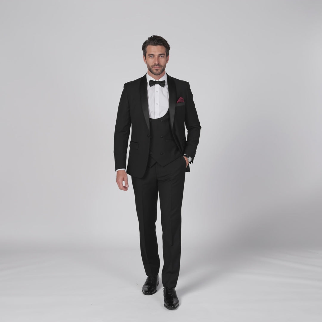 Menseventwear Formal 3 Pieces Mens Suit Flat Shawl Lapel Tuxedos For Party (Blazer+vest+Pants)