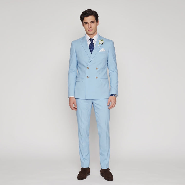 Menseventwear Formal 2 Pieces Mens Suit Flat Peak Lapel Suits For Wedding (Blazer+Pants)