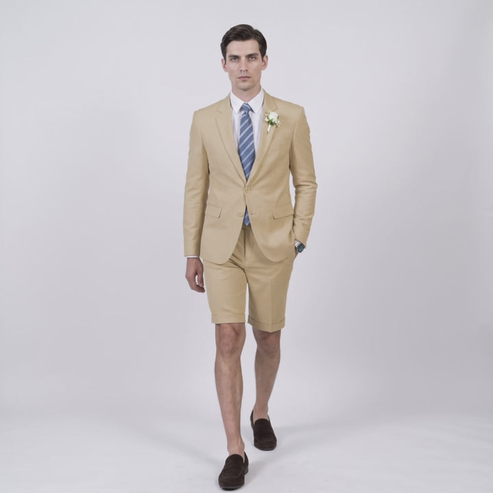 Menseventwear Fashion 2 Pieces Mens Suit Flat Notch Lapel Suits (Blazer+Shorts)