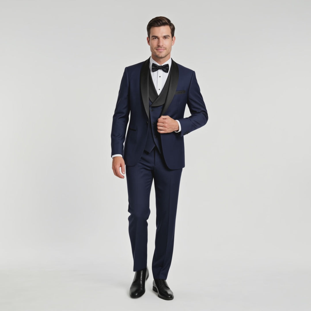 Menseventwear Fashion 3 Pieces Mens Suit Flat Shawl Lapel Tuxedos For Party (Blazer+vest+Pants)